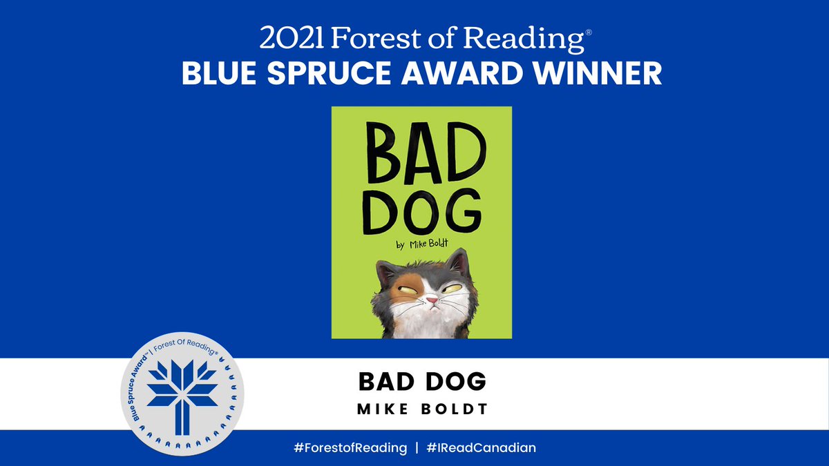 Forest of Reading (@forestofreading) on Twitter photo Drum roll please🥁…The winner of the Blue Spruce Award is Bad Dog by Written and Illustrated by Mike Boldt! Congratulations and thank you to all the readers who participated in the #ForestofReading and voted! <a href="/MikeBoldt/">Mike Boldt</a> <a href="/PenguinRandomCA/">PenguinRandomHouseCA</a> #IReadCanadian Drum roll please🥁…The winner of the Blue Spruce Award is Bad Dog by Written and Illustrated by Mike Boldt! Congratulations and thank you to all the readers who participated in the #ForestofReading and voted! <a href="/MikeBoldt/">Mike Boldt</a> <a href="/PenguinRandomCA/">PenguinRandomHouseCA</a> #IReadCanadian