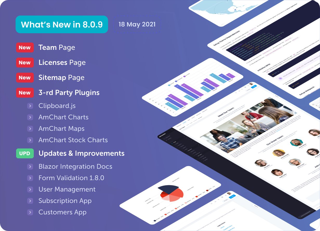 KeenThemes on Twitter: "Metronic v8.0.9 is live now with amChart plugin  integration, new pages and plugins... https://t.co/H283sjqnFe #EnvatoMarket  #Bootstrap #HTML #VueJS #React #Angular #Laravel #Blazor #webdevelopment  #amchart https://t.co ...