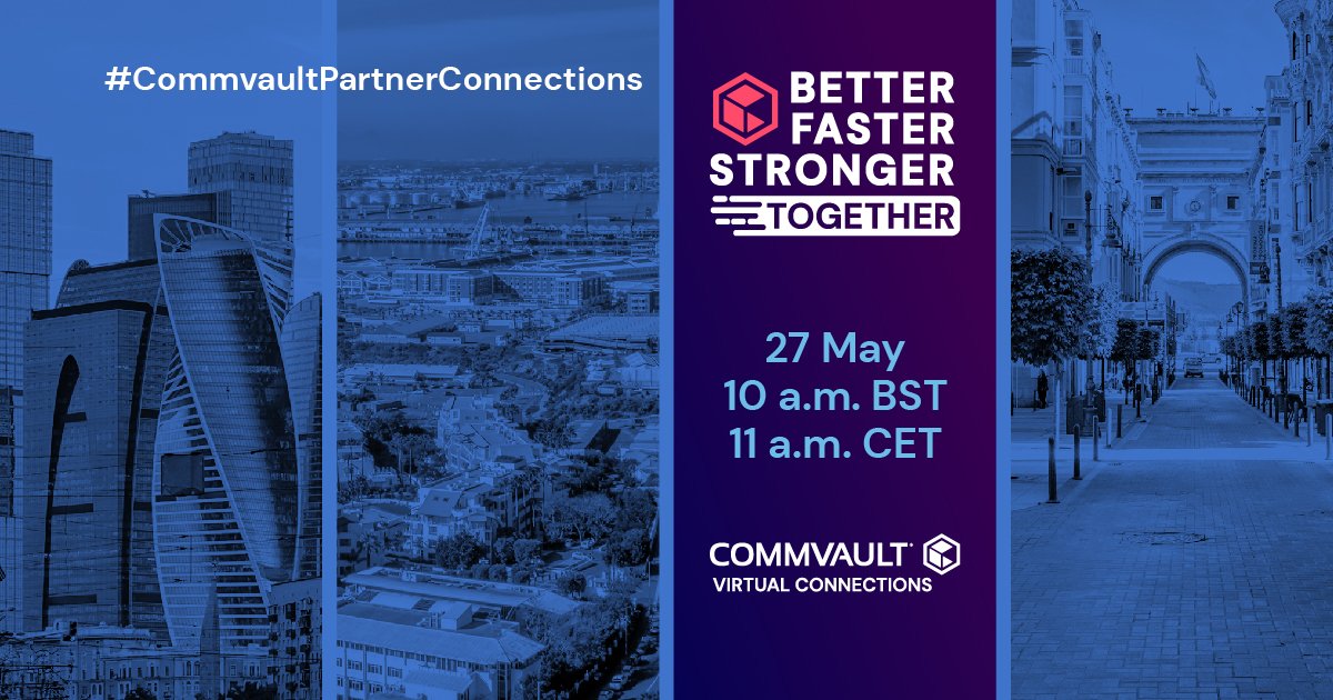 DavidAmbro's tweet photo. #Commvault is looking to a bright future💡& our partners are part of it. Join our VP of EMEA Channel Sales Jamie Farrelly & the rest of the team to show you how we're better, faster & stronger - together🤝! Register now #CommvaultPartnerConnections May 27 https://t.co/ZBZk8OGgVu https://t.co/WQ1iORQamT