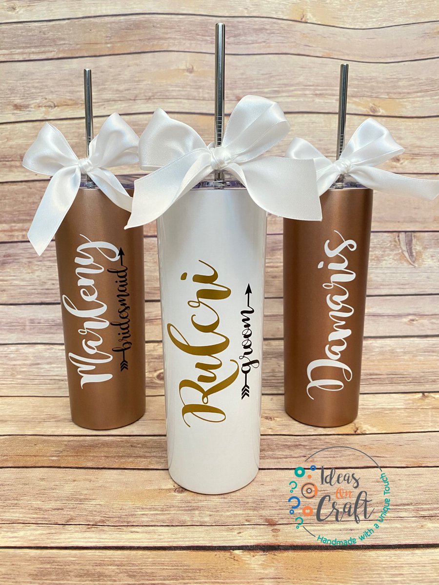 W E D D I N G  T U M B L E R S 🥤
.
#IdeasOnCraft #CustomTumbler #PersonalizedTumbler #WeddingTumblers #BridesTumbler #GroomsTumbler #MaidOfHonorTumbler #FairyGodmotherTumbler #BridesmaidsTumbler #HandmadeWithAUniqueTouch #RoseGoldTumbler #WhiteTumbler #IdeasOnCraft✨💫