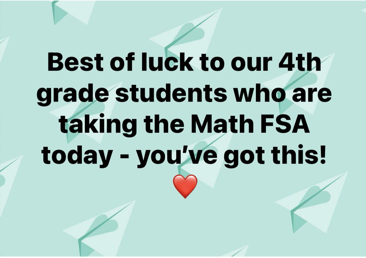 Best of luck to our 4th grade students who are taking the Math FSA today - you’ve got this! ❤️