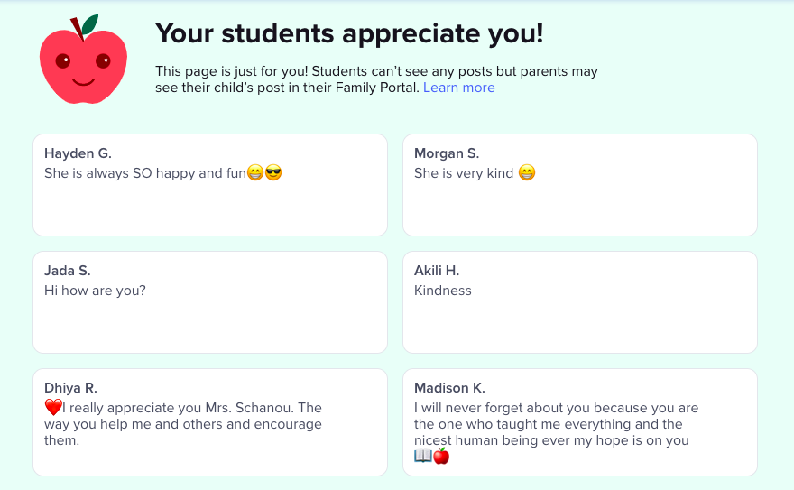 MBSchanou's tweet photo. My students are just the sweetest :) They can leave a message on our #Clever portal, and Clever sent it to me during Teacher Appreciation Week! https://t.co/prLOzbYC6v