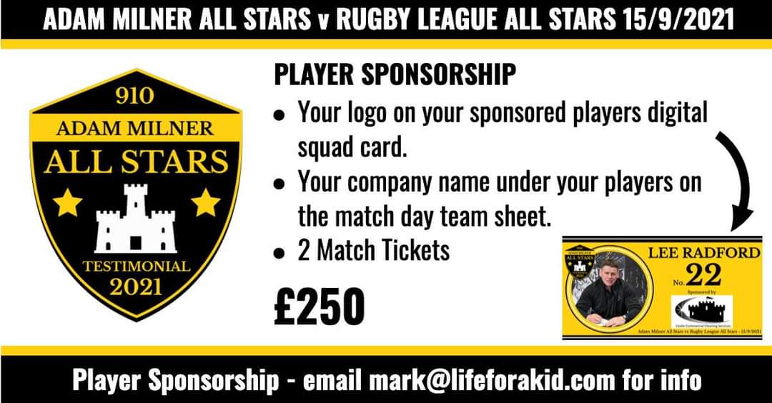 Any business owners interested in this player sponsorship deal for the Rugby League All Stars game? #ctrlfc #sponsorship #rugbyleague #COYF #lifeforakid