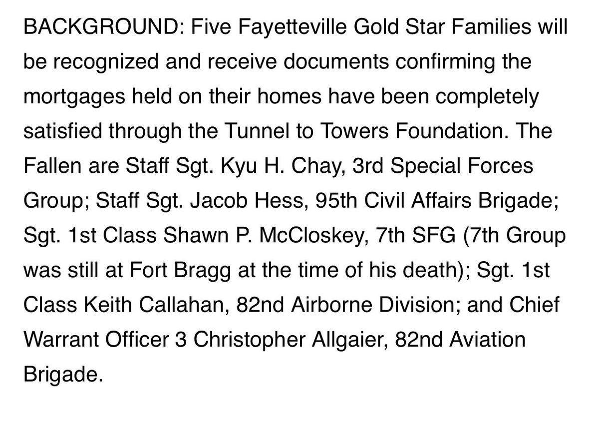 Five Gold Star families are getting their mortgages paid off thanks to <a href="/Tunnel2Towers/">Tunnel to Towers Foundation</a> 🇺🇸