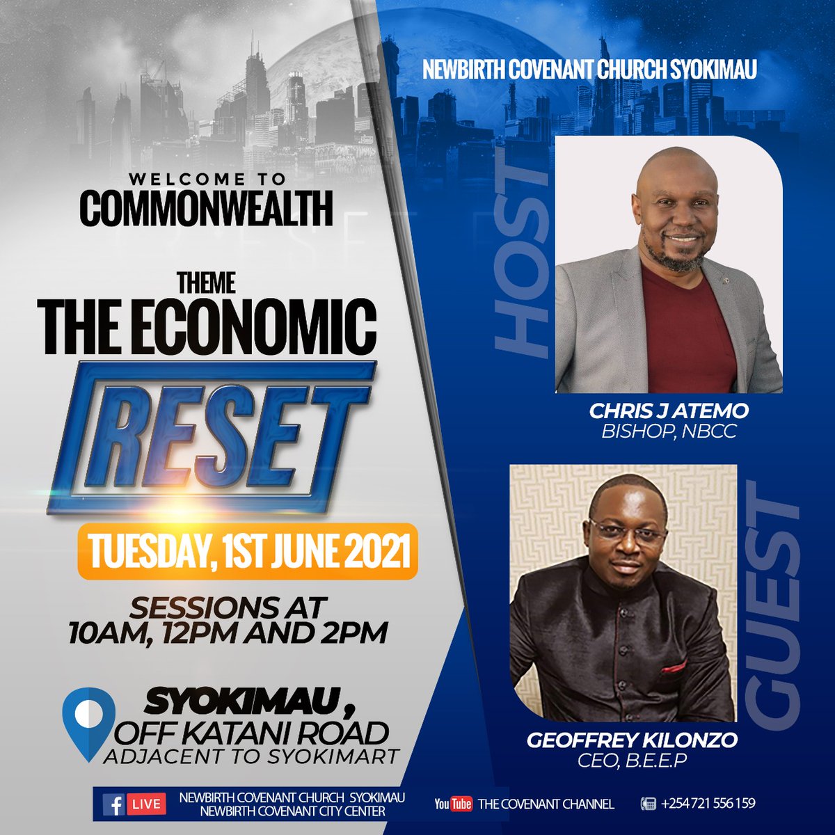 NBCC_Syokimau's tweet photo. Join us on 1st June 2021 in syokimau for a full day of economic empowerment with Bishop @cjatemo
and the CEO of BEEP, @GEOFFREYKILONZO
#Commonwealth
#BibleEconomy
#TheCovenantChannel https://t.co/u7P3vKEPnl https://t.co/Mp6jtdYXzg