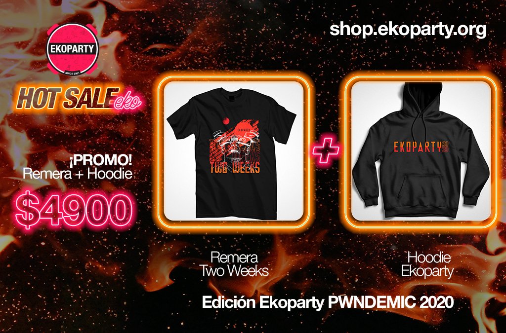 ekoparty's tweet image. ¿Tenés ganas de completar tu look #pwndemic con nuestro hoodie?
 
¡Aprovechá AHORA el #HotSale de la #eko y armá tu oufit modo #hacker!🔥
 
shop.ekoparty.org/productos/comb…🤔
 
¡Más sorpresas en el shop de #Ekoparty!🔥