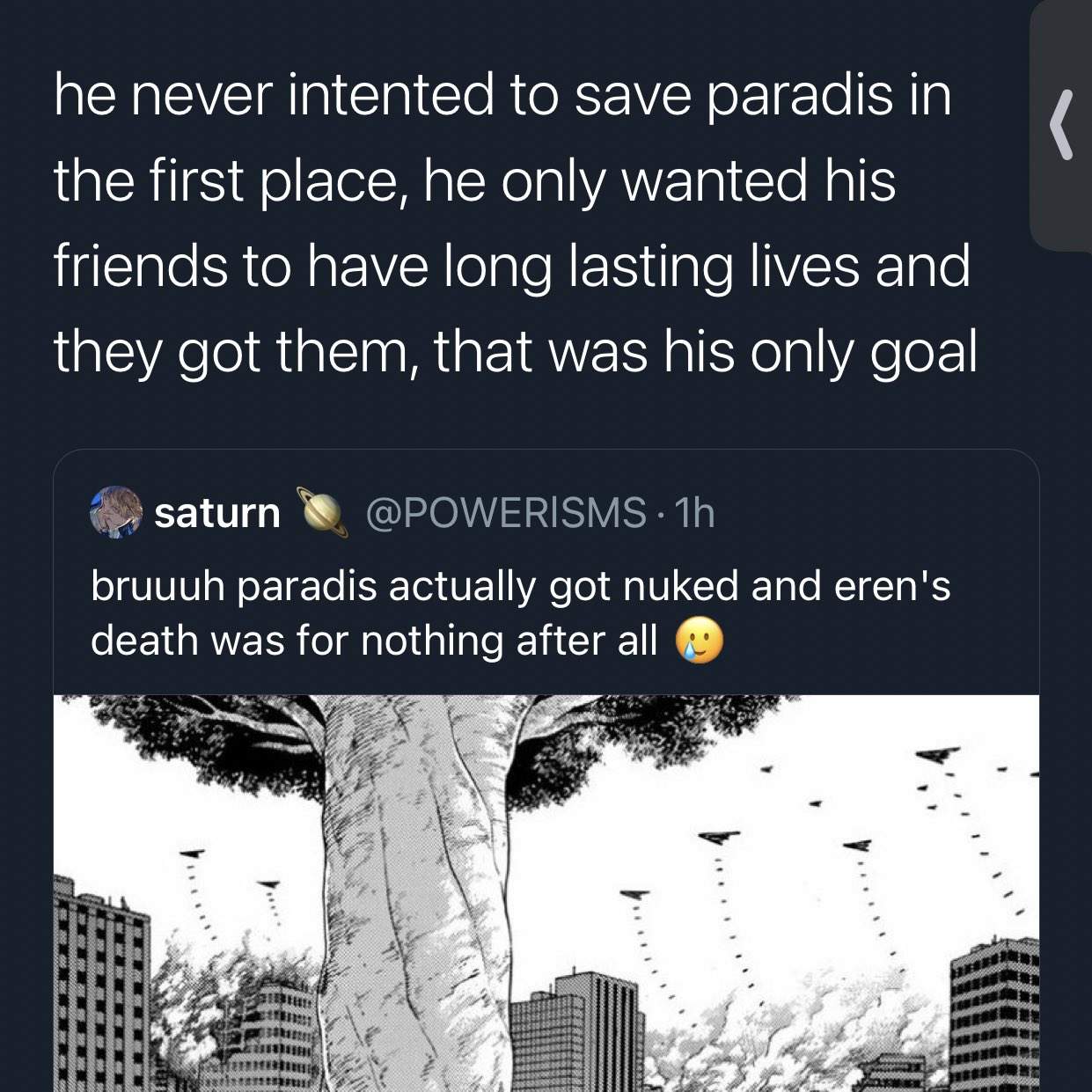 orimoto rika expy on X: give eren an oscar! saving paradis was never  something he ever even intended, it was all about his friends duh, this was  just acting ofc and never