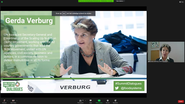 SUN_Movement's tweet photo. “We say that ending all forms of malnutrition is a matter of political will. To get food systems right, for people and planet, is ALSO a matter of political will!” - @GerdaVerburg at the #SummitDialogues by @FoodSystems @FoodDialogues 

#InvestInNutrition https://t.co/dV0g5UEYDc