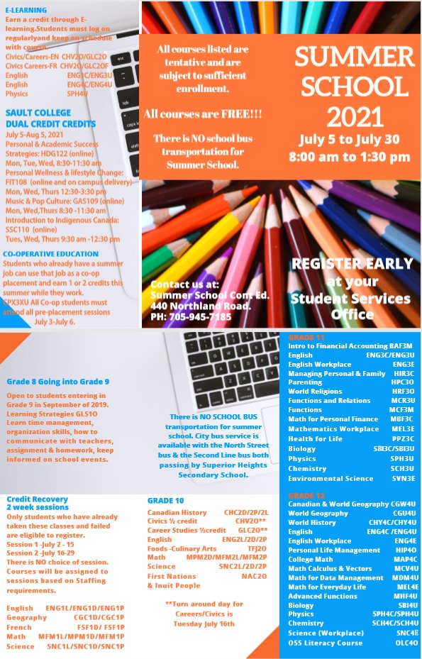 Summer learning opportunities for grade 8-12 students

Registration link - qrgo.page.link/icfq9