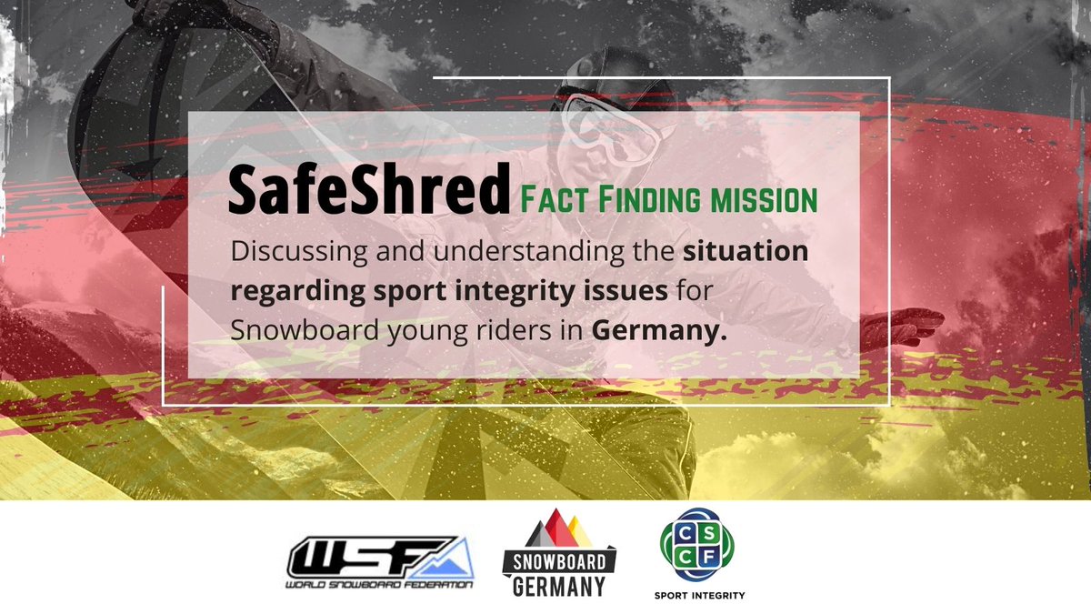 Cscf_integrity's tweet photo. Today the #SafeShared #FactFindingMission arrives in #Germany, a program coordinated by @worldsnowfed
with the cooperation of our partner Snowboard Germany. We are excited about what is coming next!! https://t.co/zxMqzdtcD2