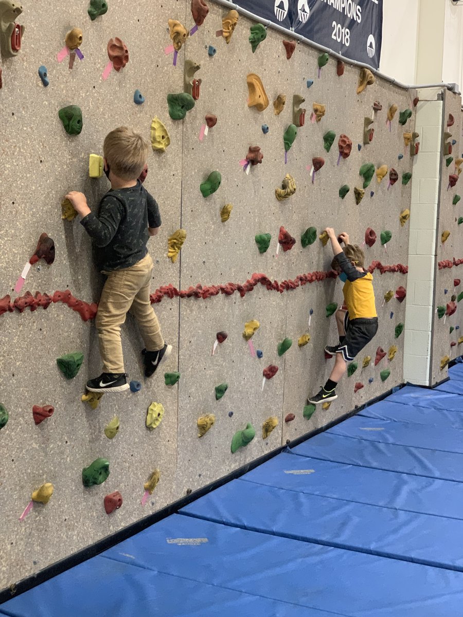 The First School students are climbing the walls! Quite literally, students in Key-Wee, Pre-School, Pre-Kindergarten, and Kindergarten have begun taking on the traverse wall in our Activity Building. keyschool.org/about/school-n…