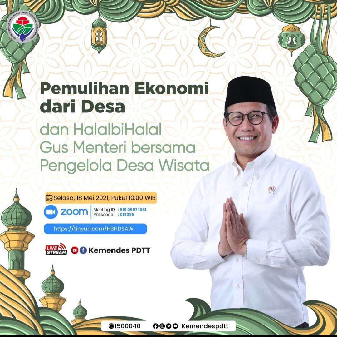 Halalbilhalal Gus Menteri Bersama Pengelola Desa 
<a href="/jokowi/">Joko Widodo</a> 
<a href="/halimiskandarnu/">ABDUL HALIM ISKANDAR</a> 
<a href="/taufikmadjid71/">IG : taufik.madjid</a>
@kemendespdtt 
@yusradaridesa 
<a href="/tppkemendes/">TPP KEMENDES</a> 
#DesaWisataKemendesa