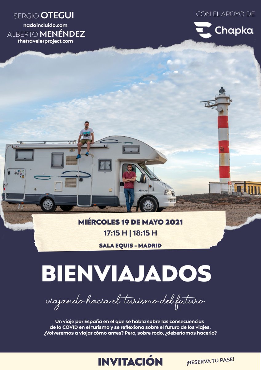 travelerproject's tweet photo. ESTRENO 📢 🎥 🎬 🎉 I ¡Hola a todos! Mañana miércoles 19 de mayo estrenamos el documental #Bienviajados: viajando hacia el turismo del futuro en la Sala Equis de #Madrid 🚐 🗺 🌎
#turismoresponsable #turismosostenible #turismodefuturo #travelerproject https://t.co/Cyp7eUtmzh