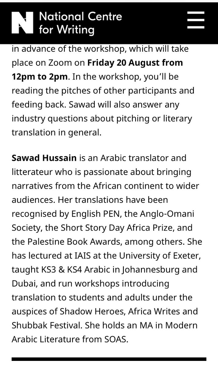 BAME translator and need/want help with pitching? Come join me for a pitching workshop! #xl8 nationalcentreforwriting.org.uk/translation/vi… @TranslatedWorld @bcltuea @hopscotch_tr @arablit @Warwick_Transla @shadow_heroes @BristolTransla2