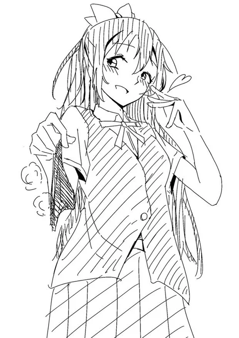 最近描いた絵の中で気に入ってるやつ いつか色塗ってあげたい #虹ヶ咲