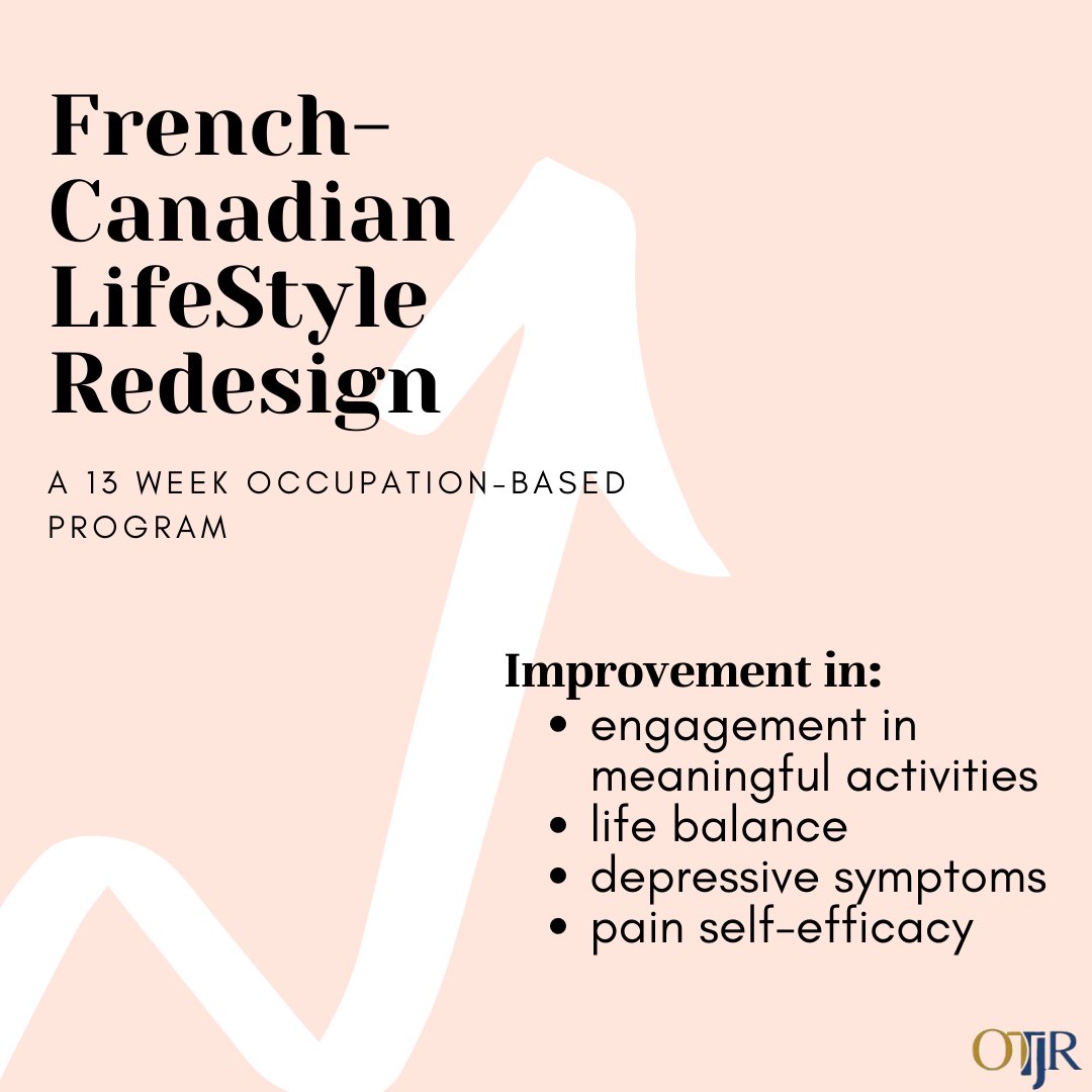 OTJRJournal's tweet photo. Did you know #chronicpain is officially recognized as a disease? And pain can drastically impact one’s ability to engage in important occupations! Check out @USherbrooke 's #occupationbased program which improved outcomes for persons' with #CP
https://t.co/U1c9QNpM3S https://t.co/cuADLKzP99