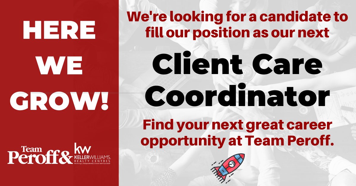 PierreDemers's tweet photo. 👉 Find your next great career opportunity with Team Peroff

We're looking for an amazing Client Care Coordinator to provide a premier customer service experience for each home seller and home buyer we work with.

https://t.co/4y5cTgLWRl
#realestatecareer #TeamPeroff https://t.co/pQtQ7JHXdG