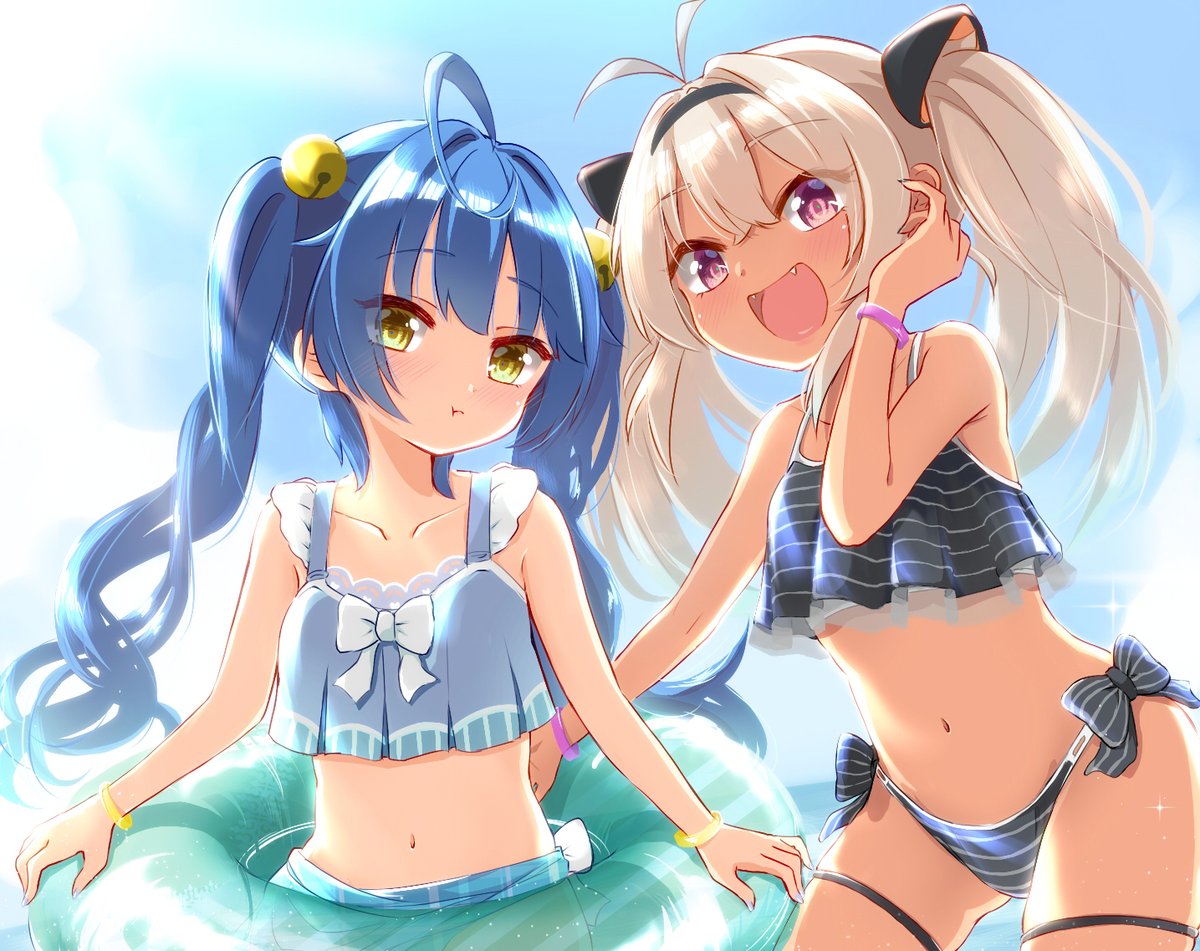 「夏!海!水着!!!
#絵こころ #マオのお絵描き帳 」|上崎よつば@5月5日にじそサークル参加のイラスト