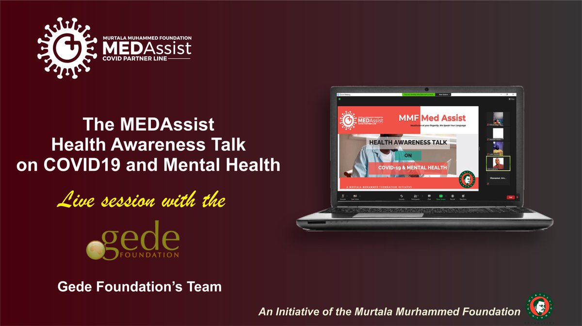 MEDAssistNG's tweet photo. The free #MEDAssist live health talk session on #COVID19 &amp; #mentalhealth with beneficiary @GedeFoundation 
Boosting productivity in work spaces.

You too and your team can enrol for a free session with our seasoned medical practitioners by clicking
https://t.co/xYyzIPdYCe https://t.co/EGNXf34zaE