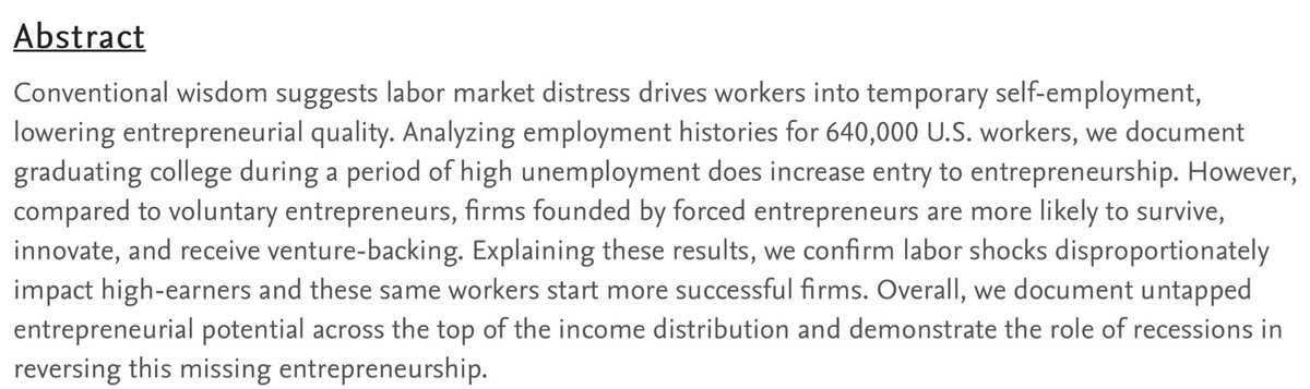 On the elasticity of the supply of entrepreneurs: papers.ssrn.com/sol3/papers.cf…
