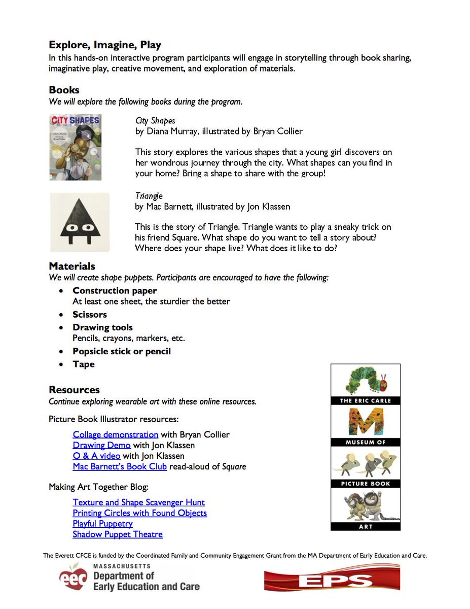 CfceEverett's tweet image. Eric Carle Museum is back for another FREE EVENT!! Register for May 21 at 10:00! 
Register HERE! forms.gle/AgR4iu5mJ5ZCAb…