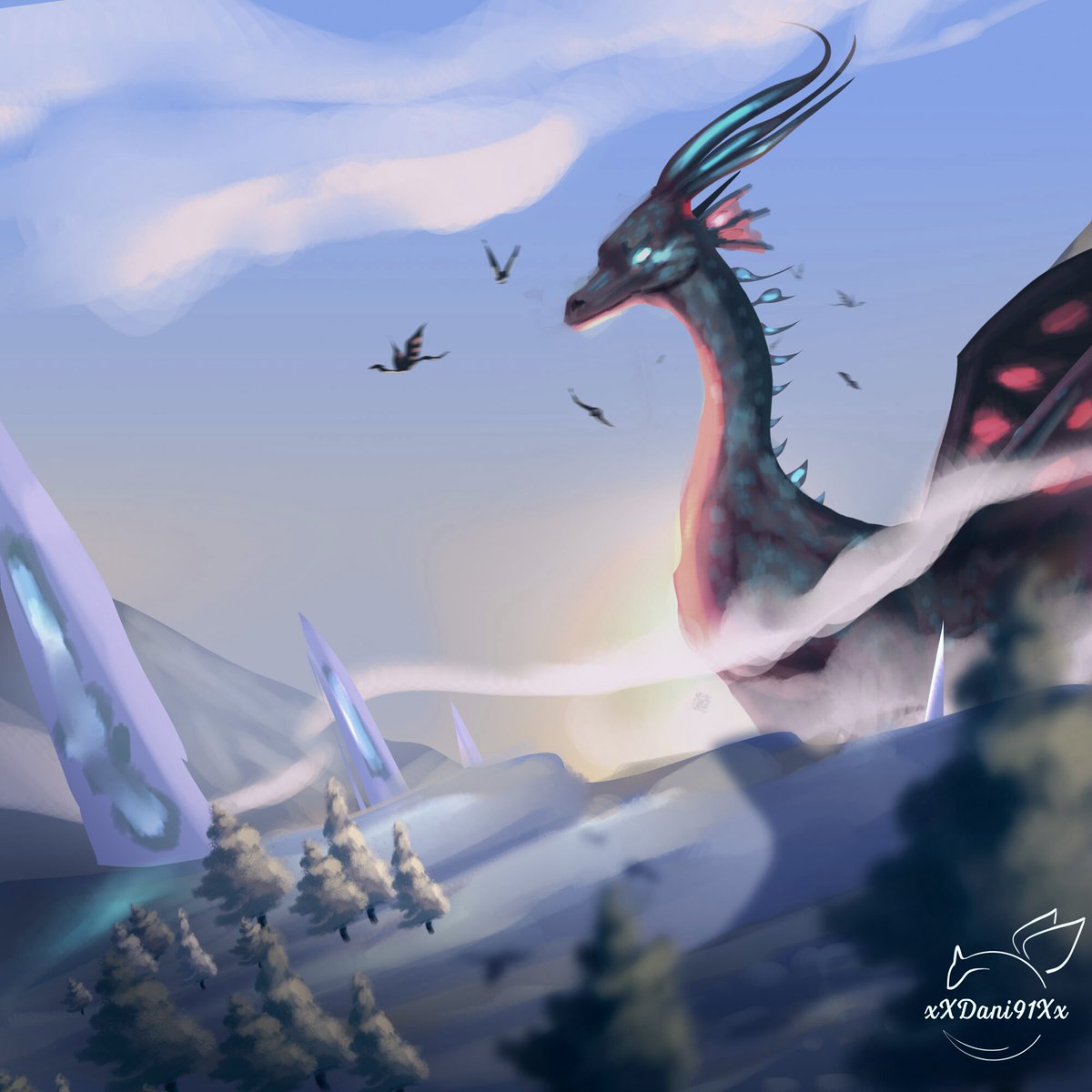 xDani91x's tweet photo. Queen of the Snow ❄️

It's been a while since I've drawn a dragon. Decided to do a quick painting for funzies.

#dragon #snow #digitalart https://t.co/W3MoDXEdIk