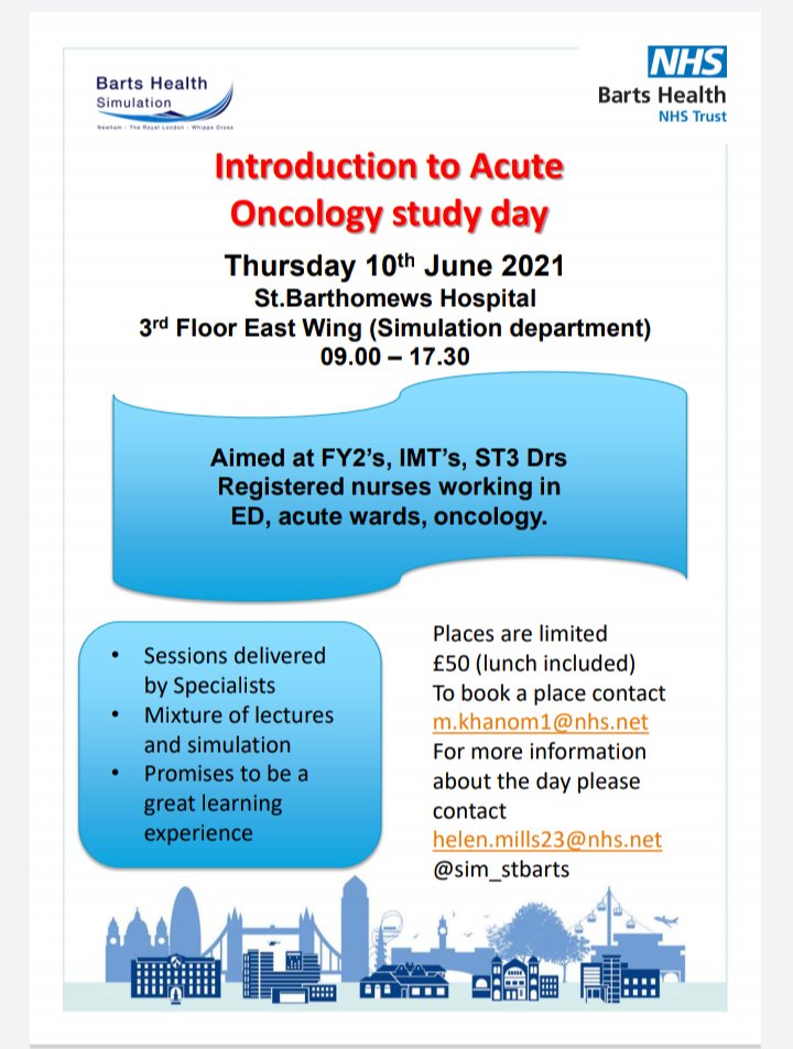 We have 2 spaces for #nurses working in #acutewards #emergencymedicine #oncology <a href="/NHSBartsHealth/">Barts Health</a> DM me if more details needed or see booking details <a href="/Bartssim/">BartsHealth Sim</a>