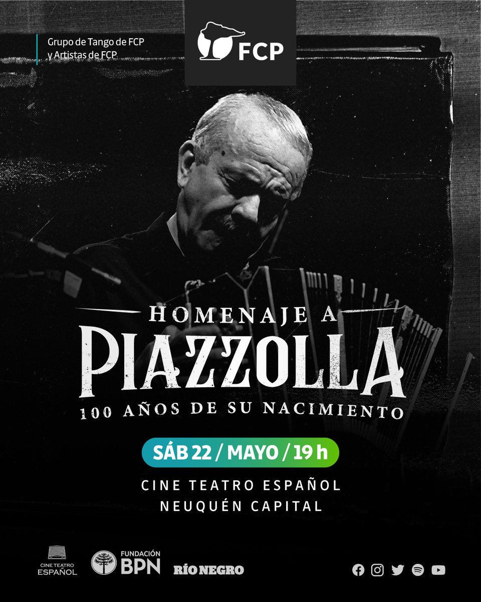 ✨🎶 A cien años del nacimiento de Piazzolla, llega a #Neuquén este homenaje que recorre sus obras más importantes. Este sábado 22 a las 19h en el <a href="/cineteatronqn/">Cine Teatro Español</a> con localidades anticipadas. Podes adquirirlas de lunes a viernes de de 17:30 a 20:30 h