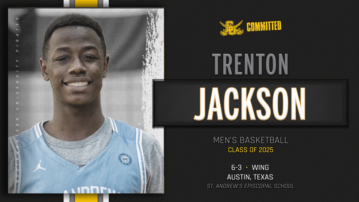 SUPiratesMBB's tweet photo. Introductions for the Pirate Basketball Class of 2025 roll on this week and next up is Trenton Jackson! 

Trenton comes to Southwestern from nearby St. Andrew's Episcopal in Austin, TX. We can't wait to have Trenton join us on campus in the fall! #GoPirates https://t.co/lwNrwWmAVz