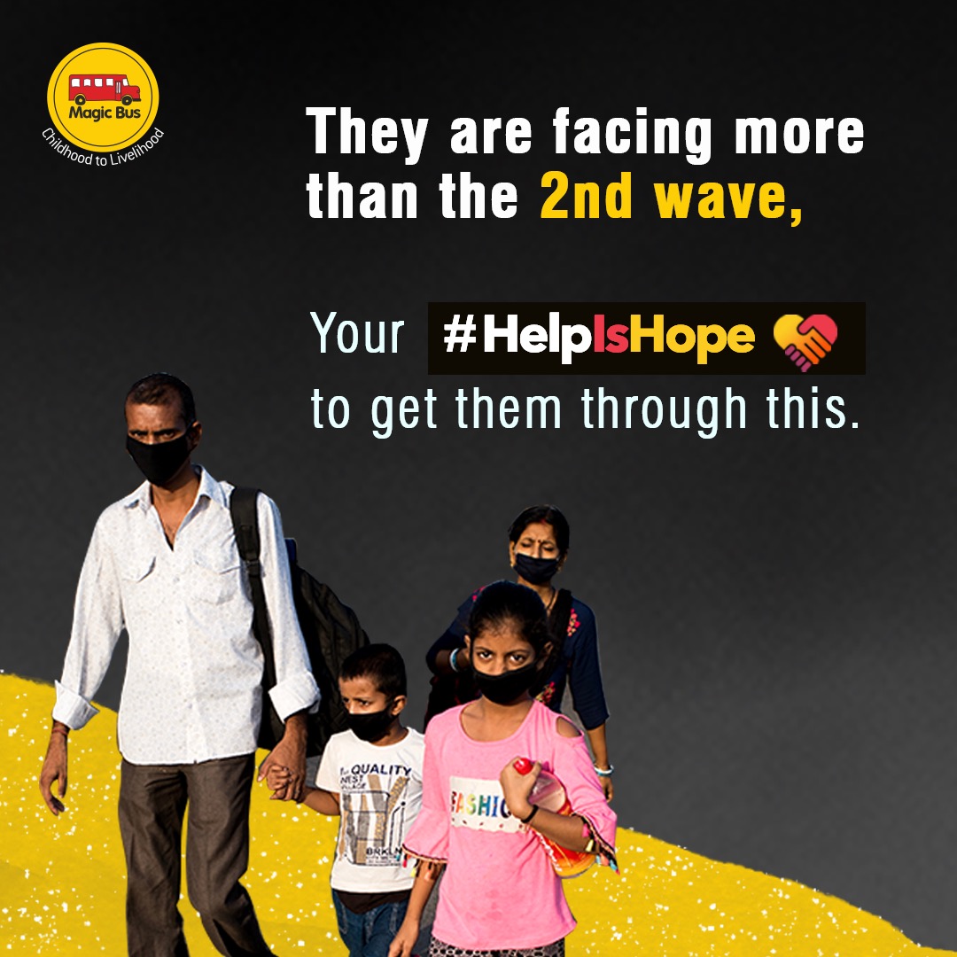 MagicBusIndia's tweet photo. While the 2nd wave has put us through the worst, it is even more severe for those living in marginalised communities.  They are struggling to find access to food and medical care. Any kind of #HelpIsHope for them, donate now: https://t.co/vDY0Jauwb1 https://t.co/m9lBQFuUeY