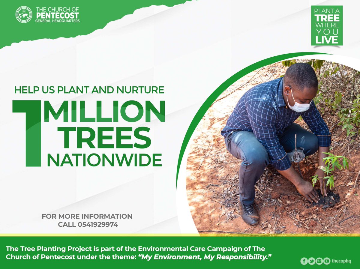 thecophq's tweet photo. .@thecophq, in partnership with the Forestry Commission🇬🇭, is set to plant 1 MILLION TREES 🌳 nationwide and nurture them.

Scheduled dates for the planting exercise are as follows:
📅May 29
📅June 5
📅June 11
📅June 12

Call 0541 929 974 for inquiries #PlantATreeWhereYouLive https://t.co/pC7nAmpOzt