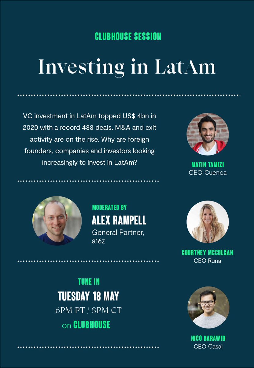 matin's tweet photo. Going to talk later today with @arampell (a16z), @MissCMcColgan  (Runa) and @nicobarawid (Casai) about the increased rate of foreign investments and founders moving to MX: https://t.co/qRDga7gV0q https://t.co/IR6pUF1ods