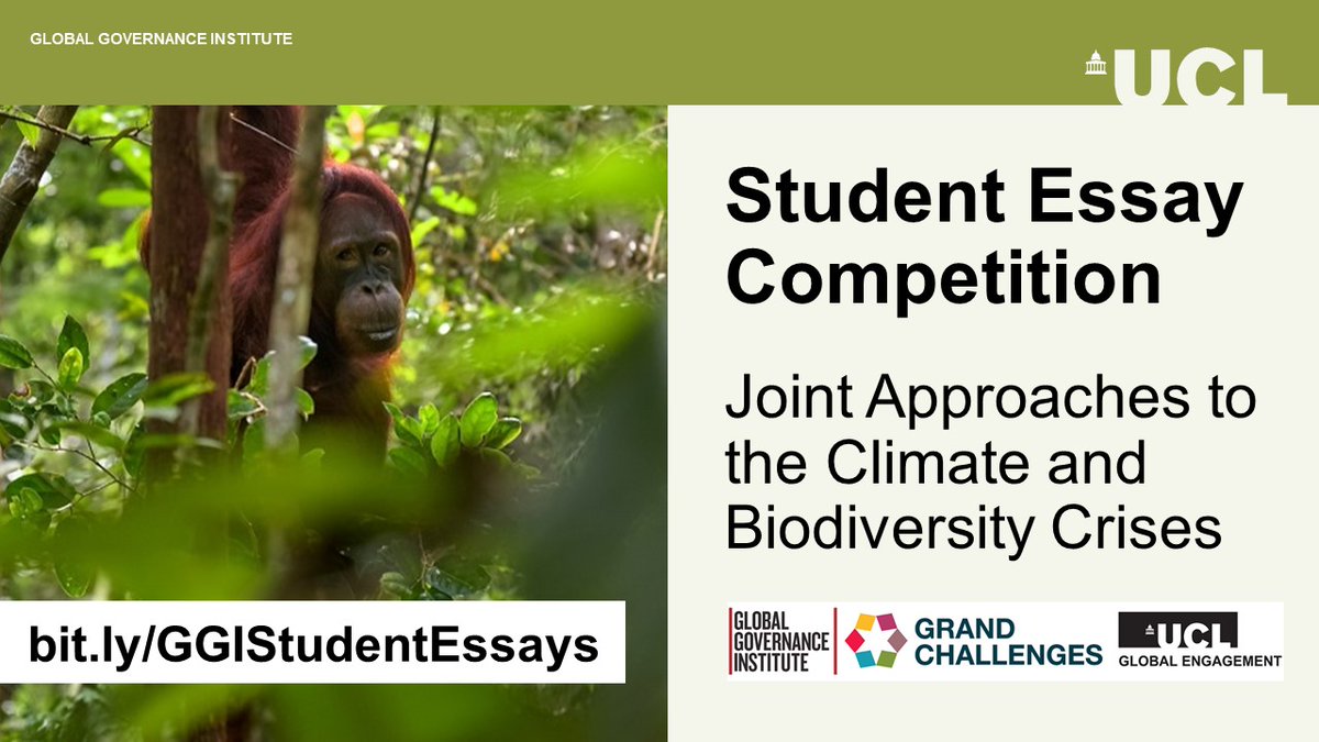 Are you a postgraduate student at UCL? We want to hear your thoughts on how we can tackle the climate and biodiversity crises. Submit a short essay for a chance to get published and win up to £100. Deadline: 28 May. 

Find out more: bit.ly/GGIStudentEssa…