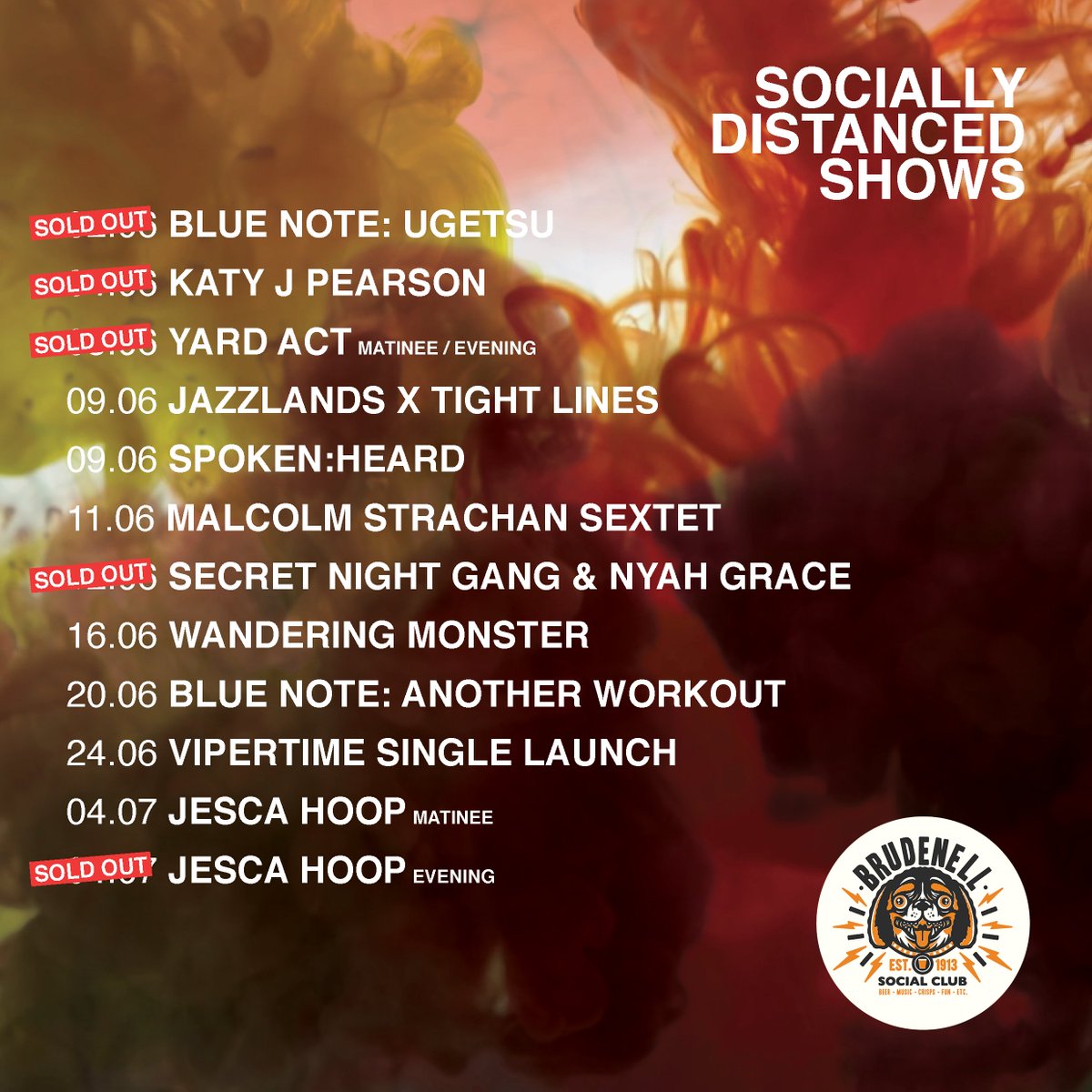 As of Thursday, live music will finally be happening again here at The Brudenell! Most of our socially distanced gigs have sold out, however there's a handful of tickets left for a few of the shows, so if you've missed live music then act quick! 🤩🎸🎉

➡️ bit.ly/BrudTickets