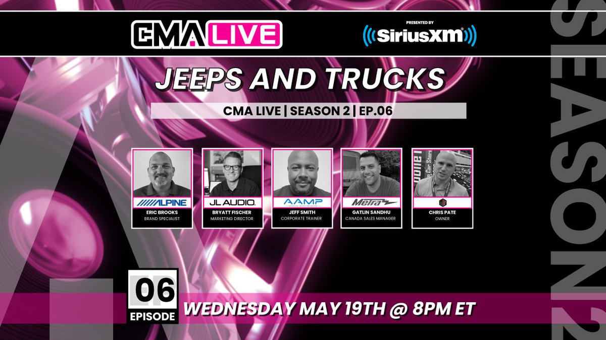 Let's talk about Jeeps, trucks, and the growing market for those looking to customize them with the best gear available. Join us tomorrow night at 8PM ET for another episode of CMA live with Metra's Gatlin Sandhu talking about our latest solutions. 
<a href="/CanMobileAudio/">Canadian Mobile Audio</a>