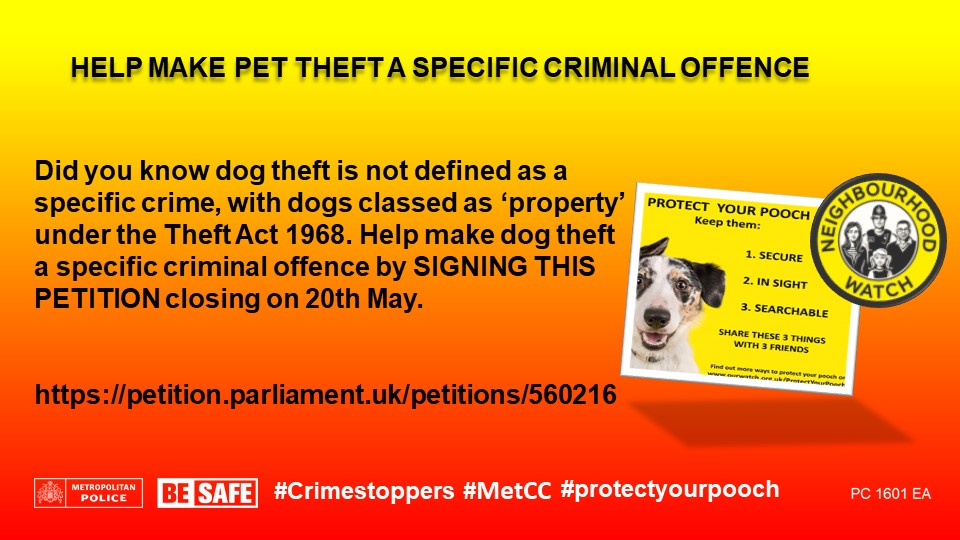 HELP MAKE PET THEFT A SPECIFIC CRIMINAL OFFENCE
#protectyourpooch