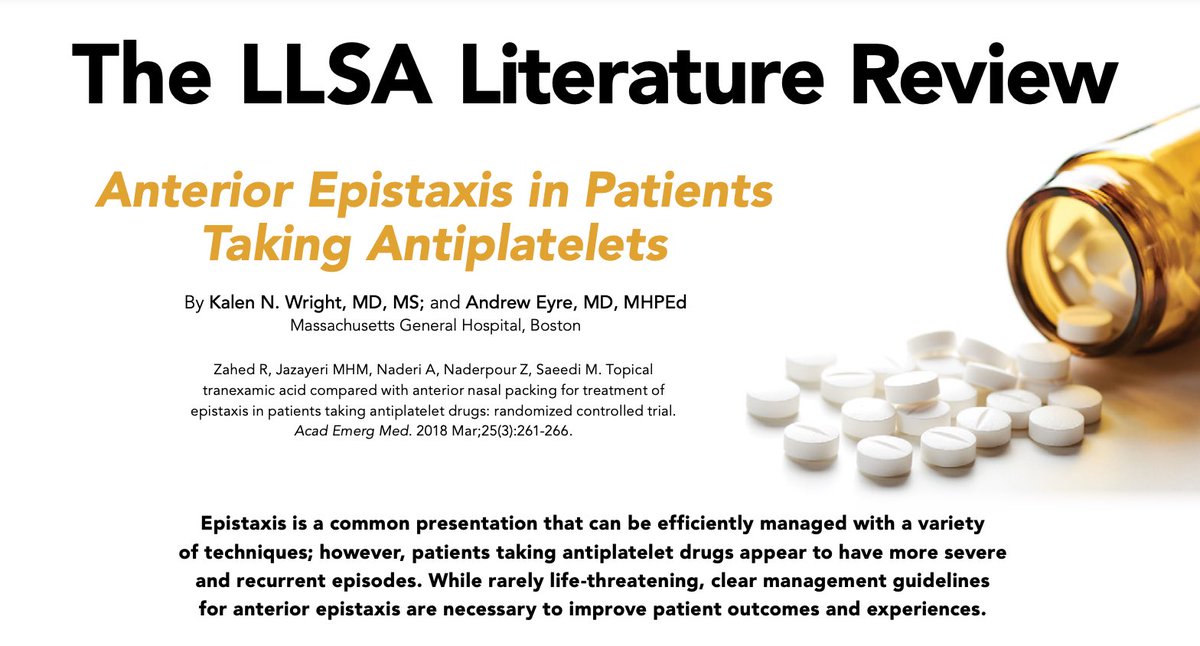 Great review by Dr. Wright from <a href="/EMRES_MGHBWH/">HAEMR</a> on TXA in epistaxis.