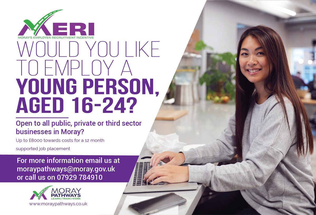 📢Calling employers... did you know you are eligible to access up to £8,000 through the Moray Employer Recruitment Incentive Scheme (MERI) when recruiting for a new vacancy.👨‍🔧👩‍🔬

For more information - moraypathways.co.uk/meri/ 

<a href="/Moraypathways/">Moray Pathways</a>
