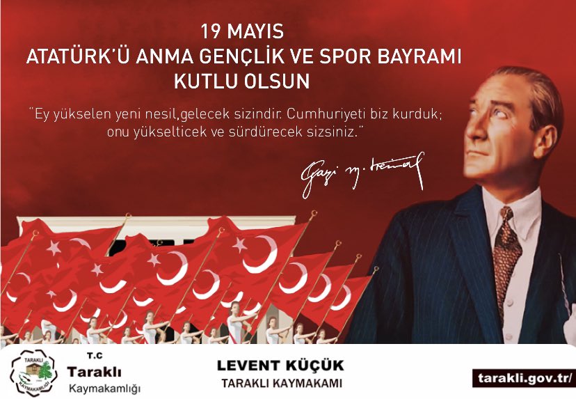 Kaymakamımız Sn.  Levent KÜÇÜK’ün “19 Mayıs Atatürk’ü Anma Gençlik ve Spor Bayramı” Mesajı
facebook.com/10192992500935…