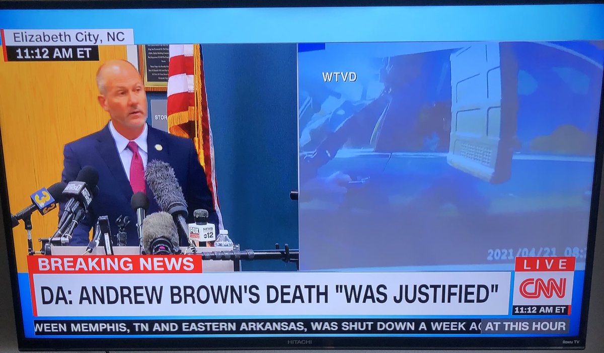 AWorldToWin_'s tweet photo. This pathetic shame of a press conference will erupt this nation let alone Elizabeth City, NC, as it should. Wtf is this bulljive! Total coverup. Cold blooded murder. #andrewbrown #AbolishThePolice https://t.co/0eZ5Fr8lp6