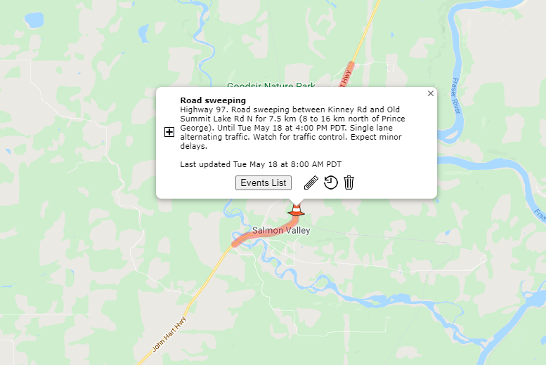 YRBFortGeorge's tweet photo. Watch out for #SLAT today on #BcHwy16E and #BcHwy97N. Crews are completing bridge washing and sweeping in these areas. Please be prepared for 10-15 minute delays. Obey traffic control and signs. Please give our roadside workers space and courtesy. https://t.co/facHSVXzXw