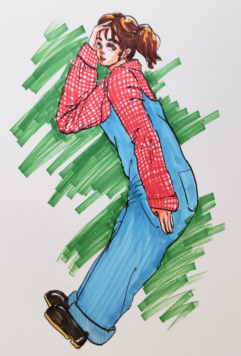 カントリーな女の子 お絵描き イラスト アナログ 女の子 レトロ おか ももこ 絵のお仕事大歓迎 のイラスト