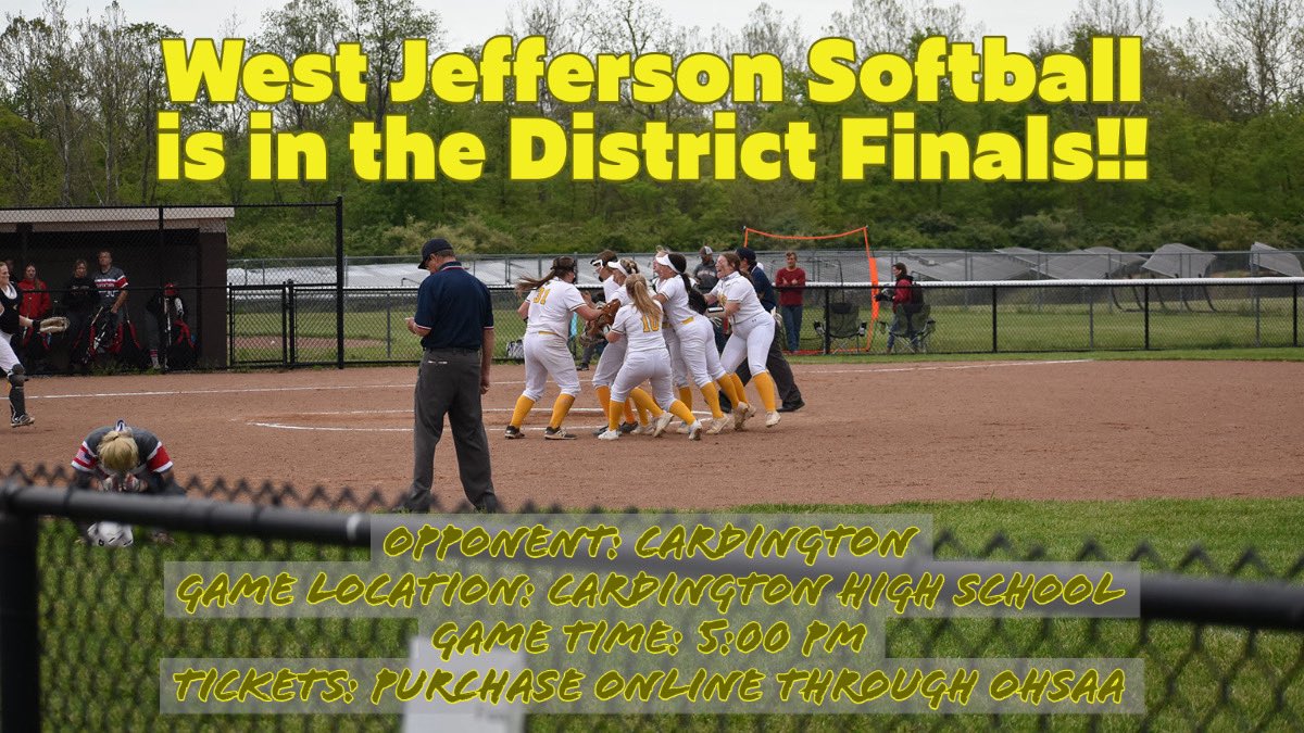 Good luck to <a href="/westjeffsoftba2/">westjeffsoftball</a> as they take on Cardington tomorrow in the districts finals! Good luck ladies!