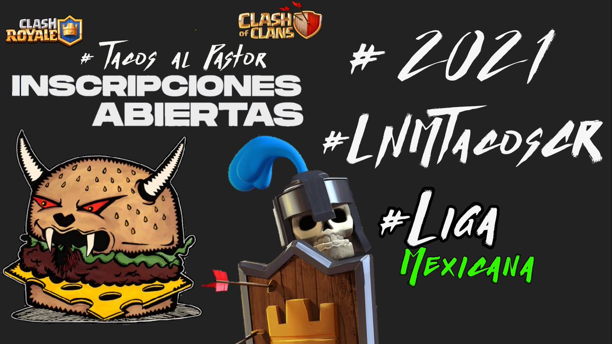#LNM🇲🇽 ClashRoyale LNM🌮Tacos al Pastor🌮 Cup × ¡INSCRIPCIONES ABIERTAS!.

Oficialmente se Abren las puertas para la 1RA EDICIÓN de la hashtag #LNMTacosAlPastorCup
🇲🇽
💰 $30USD en juego y el honor de ser el GRAN CAMPEÓN.
¿Crees tener lo necesario para vencer? Inscríbete por MD.📩