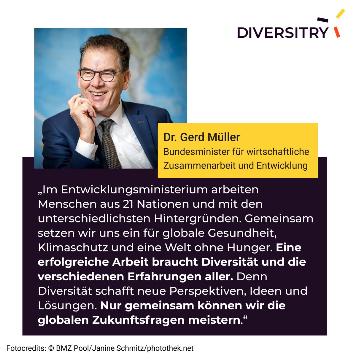 DIVERSITRY (@diversitry) on Twitter photo Wichtig ist, dass insbes. auf Leitungsebene Bewusstsein für Diversität entsteht. Deswegen freuen wir uns umso mehr über das Statement von Dr. Gerd Müller, Minister des BMZ <a href="/BMZ_Bund/">Bundesentwicklungsministerium</a>
#diversitry #deutschlandneusortiert #bundesverwaltung #diversitymatters #DiversityTag Wichtig ist, dass insbes. auf Leitungsebene Bewusstsein für Diversität entsteht. Deswegen freuen wir uns umso mehr über das Statement von Dr. Gerd Müller, Minister des BMZ <a href="/BMZ_Bund/">Bundesentwicklungsministerium</a>
#diversitry #deutschlandneusortiert #bundesverwaltung #diversitymatters #DiversityTag