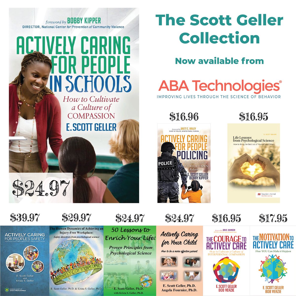 abatechnologies's tweet photo. Buy Them Here: https://t.co/cFyM6NvlUT
We are excited to announce that the Scott Geller Book Collection is now available from ABA Technologies!
#ac4p #activelycaring #activelycaringforpeople #caringforothers #gellerac4p #books #saftey #compassion #training https://t.co/nuUYdB26BZ
