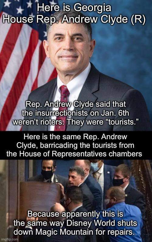 teresab06264778's tweet photo. #RepAndrewClyde they weren't tourists they were terrorists. You need your head examined https://t.co/nfZxYk5JS9