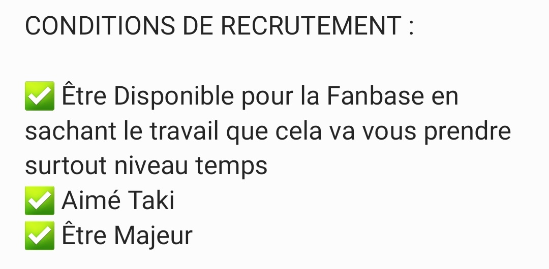 france_taki's tweet photo. ➕ RECRUTEMENT 

Bonsoir, Étant donné que je ne peux plus m'occuper de la Fanbase en tant qu'Admin je recherche quelqu'un qui pourrait me remplacer.
Je ne souhaite pas que la Fanbase ferme et donc je lance ce recrutement. 
N'hésitez pas à me contacter
 
#HYBEJP_BOYS
#HYBEJP_TAKI https://t.co/Z5eEuUiBr5