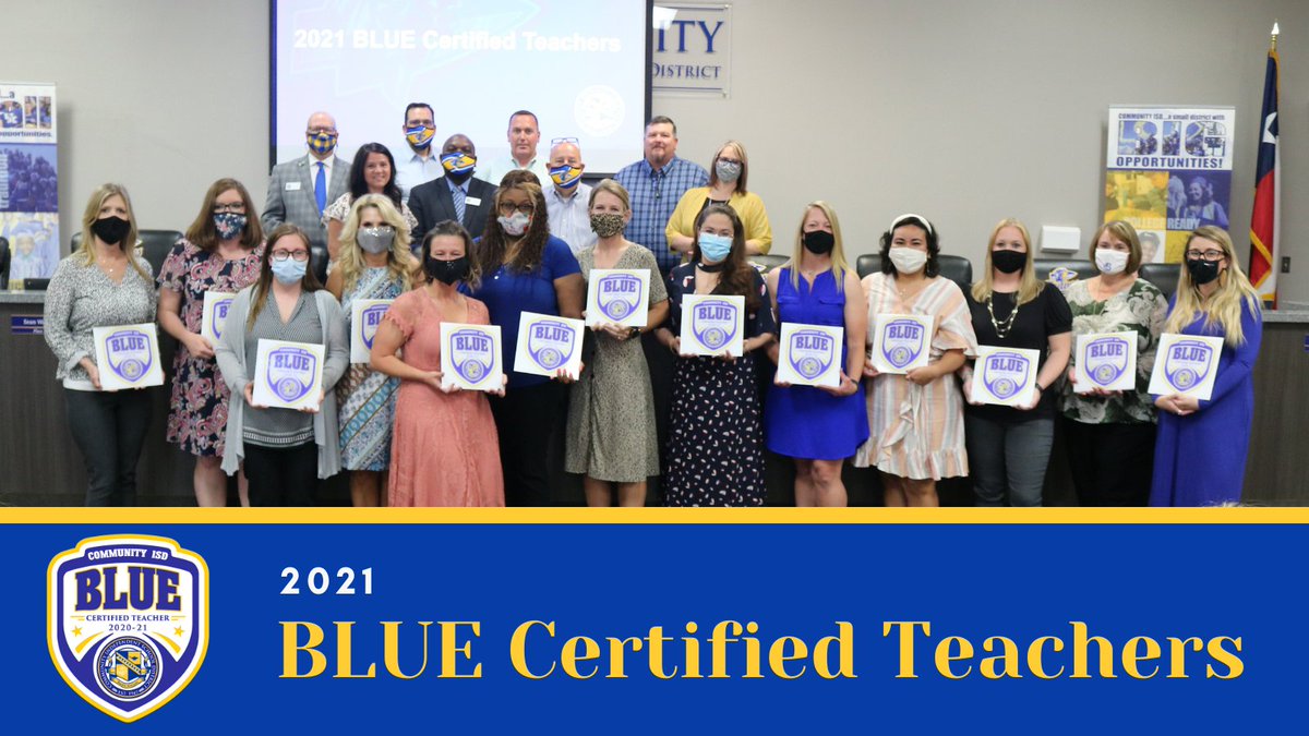 communityisd's tweet photo. This year's class of BLUE Certified Teachers were recognized at Monday's school board meeting.
Congratulations!
#BraveNation #ThriveThrough https://t.co/xlSBTKBcng