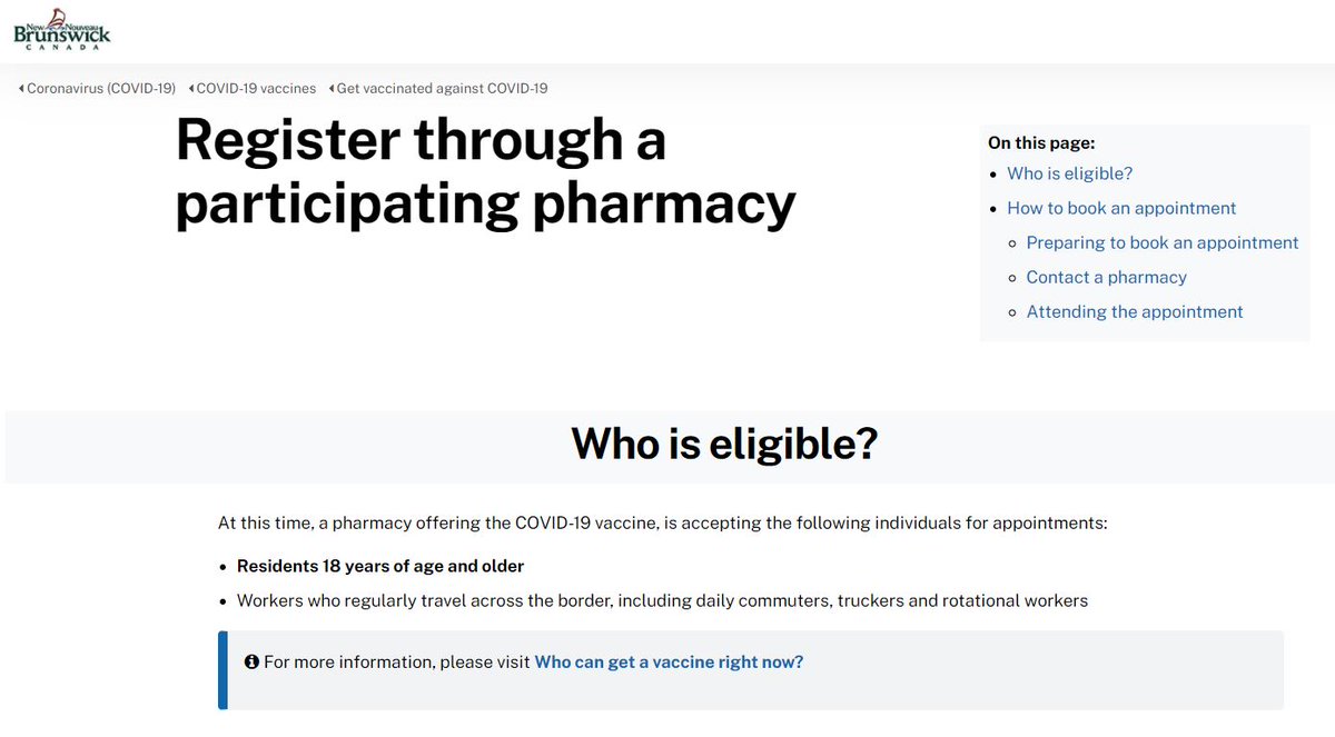 travisfortnum's tweet photo. New Brunswickers 18+ can book an appointment for vaccination at pharmacies, according to the web portal... https://t.co/O0hKC2Sssj https://t.co/0QJysonA9L